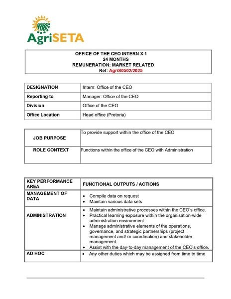 AgriSETA Internship Programme 2025