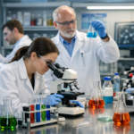 Scientists conducting experiments in the lab