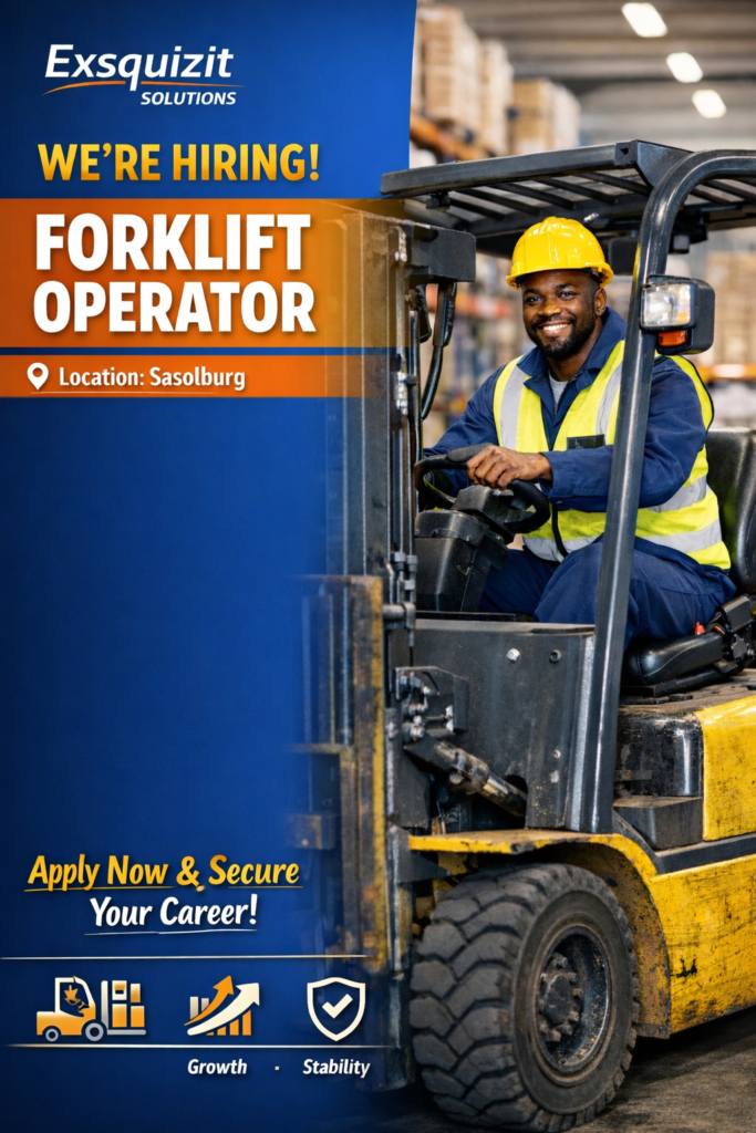 Forklift operator job opportunity in Sasolburg