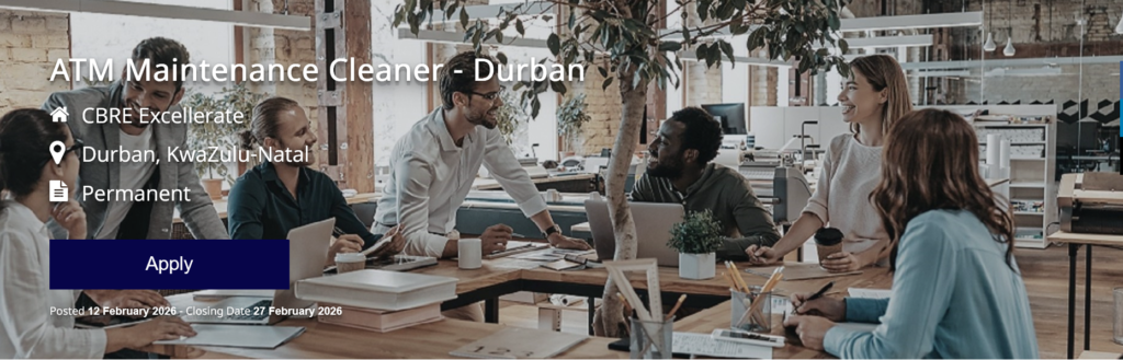 Screenshot 2026 02 17 at 16 29 10 ATM Maintenance Cleaner Durban at CBRE Excellerate
