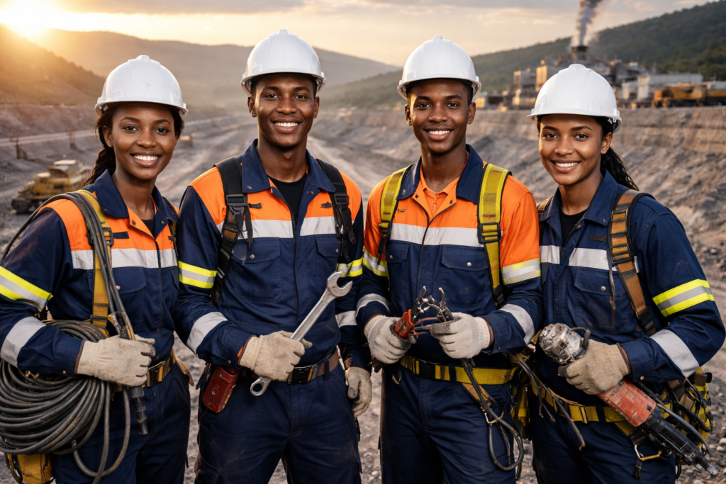 Young engineers at platinum mine
