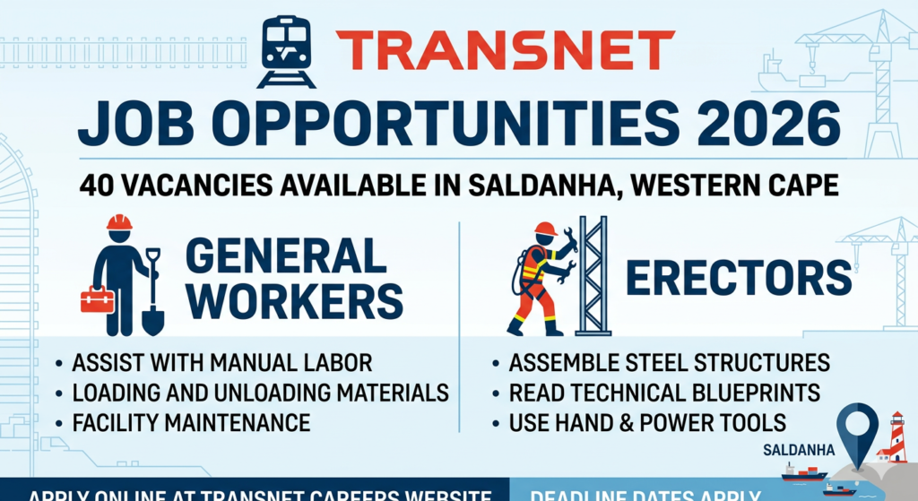 Transnet Jobs 2026: 40 General Workers & Erectors in Saldanha, Western Cape 1 image 34f9024c