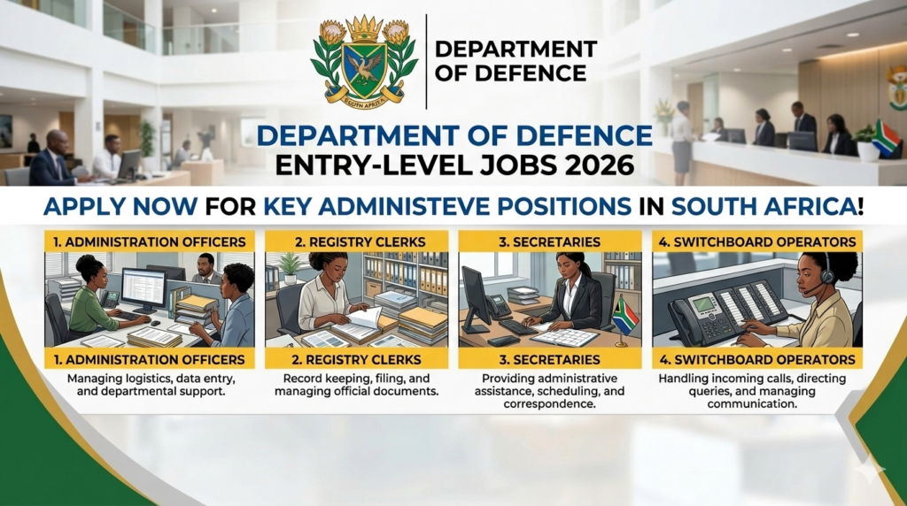 Department of Defence Entry-Level Jobs 2026 – Apply for Administration, Registry, Secretary, and Switchboard Positions in South Africa 1 image 4d9ac74f