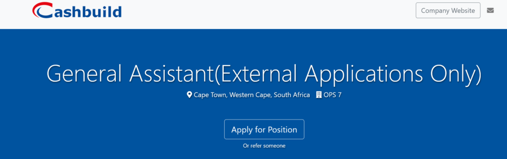 General Assistant Job Opportunity in Cape Town, Western Cape (2026) 1 Screenshot 2026 05 25 at 14 14 48 General AssistantExternal Applications Only Cashbuild Limited Career Page