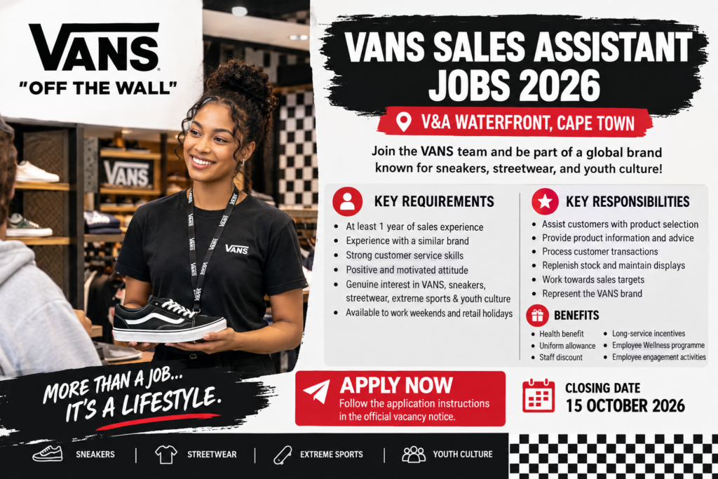 VANS Sales Assistant Recruitment Poster